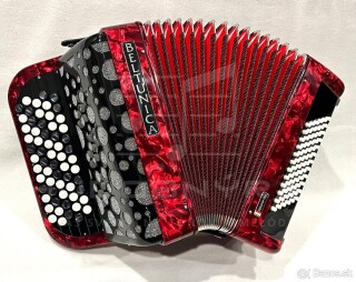 Nový akordeón Beltunica- chromaticky B Griff -72 BASOVÝ- červenej farby